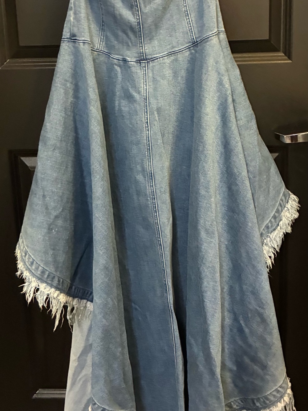 Never Worn AKIRA Light Blue Denim Bustier Jumpsuit with Frayed Front Slit - Picture 5 of 5